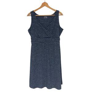 Eddie Bauer Navy Blue Striped Aster Travex Dress Size XL Soft Fitness Summer‎